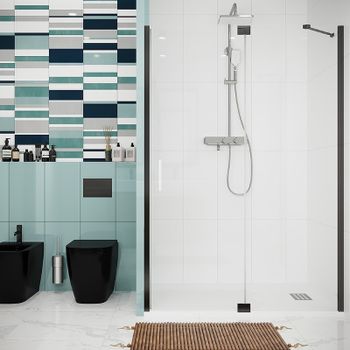 Душевая дверь Creto Tenta 140 123-WTW-140-C-B-8 (260092) профиль Черный матовый стекло прозрачное — фото 3, Распашные душевые двери