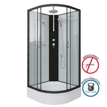 Душевая кабина Niagara Classic NG-6701-14BKT (90х90х210) средний поддон(26см),черный,стекло прозрачн — фото 2, Душевые кабины