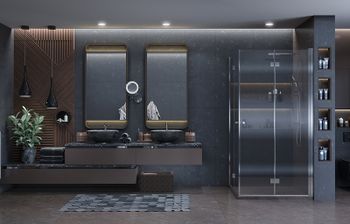 Душевой уголок Ambassador Diamond 100х100 12011110 профиль Хром стекло прозрачное — фото 10, Квадратные душевые уголки