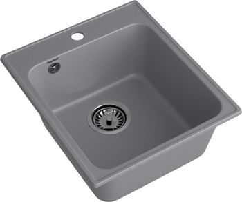 GRANFEST Мойка QUARZ 17 1-чаша 420*480мм темно-серый арт.GF-Z- — фото 2, Кухонные мойки