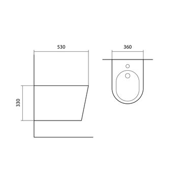 Биде подвесное Aquatek ВЕГА AQ1057-MG 530*360*330, цвет серый матовый — фото 2, Биде подвесные