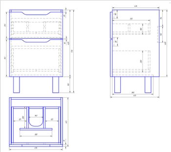 Тумба Q PLUS, 55 см, подвесная/напольная, 2 ящика, с опорами, белый глянец — фото 6, Тумбы под раковину