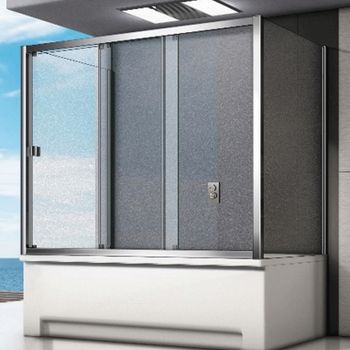 Шторка на ванну Good Door Screen WTW-140 140х140 профиль Хром стекло прозрачное — фото 2, Шторки для ванной раздвижные