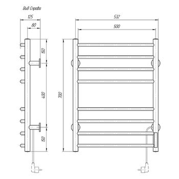 Электрический полотенцесушитель Domoterm Классик DMT 109-8 50x70 TBOX EK R Хром — фото 3, Электрические полотенцесушители