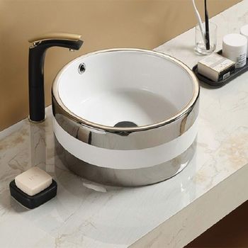 Раковина CeramaLux 42 C1056 Серебряная — фото 2, Раковины накладные