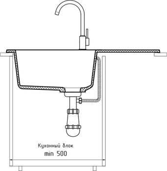 GRANFEST Мойка RONDO 750L 1-чаша+крыло 750*460мм иней арт.GF- — фото 4, Кухонные мойки