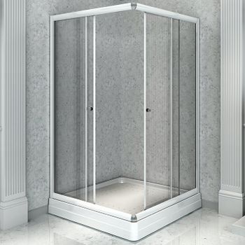 Душевой уголок Radomir 110x90 1-09-1-0-0-1220 профиль Белый стекло прозрачное — фото 1, Прямоугольные душевые уголки