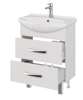 Тумба ALDA, 65 см , подвесная/напольная, 2 ящика. белый глянец, под ум. Лагуна 65 — фото 6, Тумбы под раковину