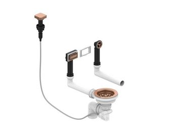 Выпуск для мойки с вертикальным переливом POP UP COPPER new с рамкой и заглушкой — фото 1, Аксессуары для кухни