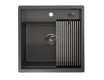 Granula-KS-5051, ГРАФИТ МАТОВЫЙ, стальная кухонная мойка KITCHEN SPACE — фото 2, Кухонные мойки