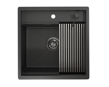 Granula-KS-5051, ЧЕРНЫЙ МАТОВЫЙ, стальная кухонная мойка KITCHEN SPACE — фото 2, Кухонные мойки