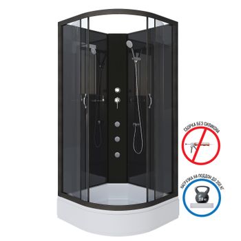 Душевая кабина Niagara Classic NG-6501-14BKG (90х90х200) средний поддон(26см),черный,стекло тонирова — фото 3, Душевые кабины