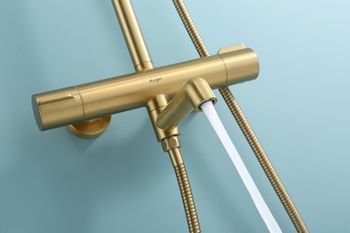 Душевая система Raglo R20.26.03 с термостатом Золото матовое — фото 28, Душевые стойки
