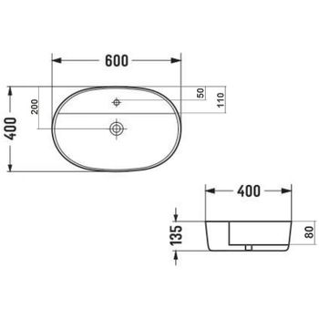 Раковина Bond 60 S01-600 Белая глянцевая — фото 4, Раковины накладные