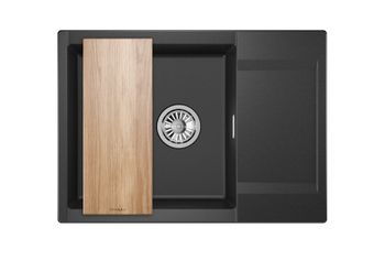 Granula-ES-7003, ЧЁРНЫЙ, кухонная мойка, кварц, ESTETICA — фото 3, Кухонные мойки