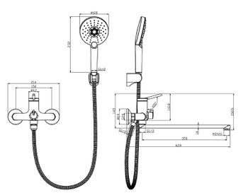 Смеситель для ванны Lemark Minima LM3851C универсальный Хром — фото 2, Смеситель для ванны