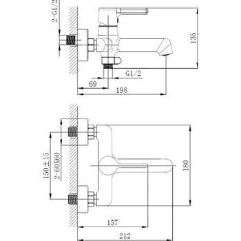 Смеситель для ванны Haiba HB60814-7 Черный матовый — фото 2, Смеситель для ванны