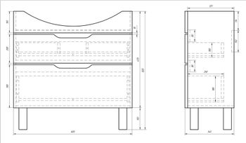 Тумба LAGUNA PLUS, 85 см, подвесная/напольная, 2 ящика, с опорами, белый глянец — фото 6, Тумбы под раковину
