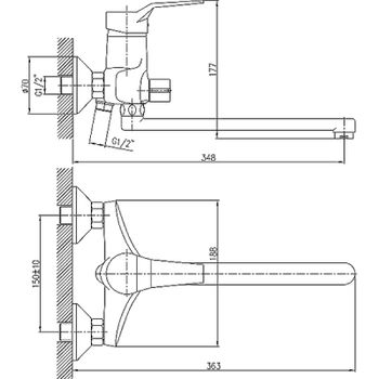 Смеситель для ванны Haiba HB2263 универсальный Хром — фото 2, Смеситель для ванны