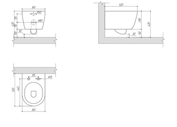 Унитаз подвесной AQ0700-00 Aquatek Поларис 518х365х375мм, тонкое сиденье с механизмом плавного закры — фото 2, Подвесные унитазы