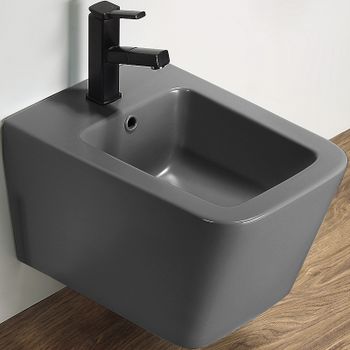 Биде CeramaLux 5370MDH подвесное Серое матовое — фото 2, Биде подвесные