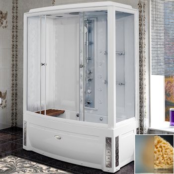 Душевой бокс Radomir Элис 1 168x85 L 1-04-1-1-4-0951 с баней профиль Белый стекло матовое — фото 1, Душевые боксы