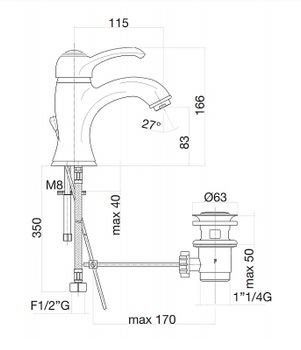Смеситель для раковины Fiore Jafar 47OO5221 Золото — фото 2, Смесители для раковины