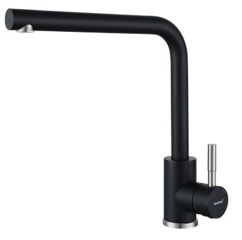 GRANFEST QUARZ Смеситель для кухни Г-обр. D-35мм черный арт. GF- — фото 1, Смесители для кухни