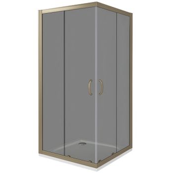 Душевой уголок Good Door Jazze 100x100 CR-100-C-G профиль Золото стекло прозрачное — фото 1, Квадратные душевые уголки