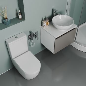 Унитаз компакт D&K Matrix DT1397016 с бачком и сиденьем Микролифт — фото 8, Напольные унитазы