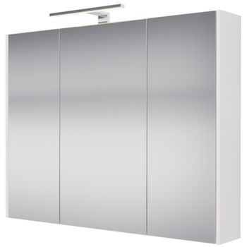 Шкаф зеркальный PRIME, 90 см, 3 дверцы, 6 стеклянных полок, белый — фото 12, Зеркальные шкафы в ванную