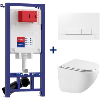 Комплект унитаза с инсталляцией Lemark Glazer 100804426 с сиденьем Микролифт и Белой глянцевой клави — фото 1, Комплекты унитаз + инсталляция