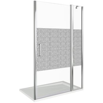 Душевая дверь в нишу Good Door Fantasy WTW-130-F-CH 130 профиль Хром стекло прозрачное с рисунком — фото 2, Распашные душевые двери