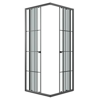 Душевое ограждение Niagara Eco NG-1010-14QKL (100х100х190) квадрат,раздвижное,черный,стекло клетка,1 — фото 4, Квадратные душевые уголки
