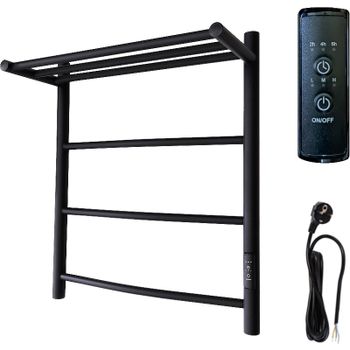 Электрический полотенцесушитель Маргроид Вид 4 600x500 04-6050-1051-9005R правый с полкой Черный мат — фото 1, Электрические полотенцесушители