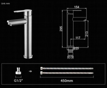 Смеситель для раковины Accoona H103 A91103 Нержавеющая сталь — фото 8, Смесители для раковины