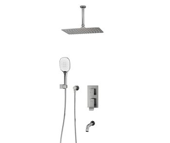 A171668 Встраиваемый комплект для ванны с верхней душевой насадкой, лейкой и изливом — фото 1, Встраиваемые душевые комплекты