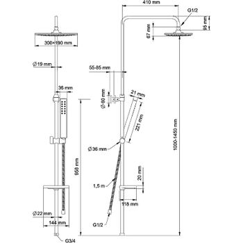 Душевая система Swedbe Calypso 5070 Хром — фото 7, Душевые стойки