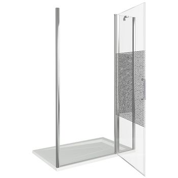 Душевая дверь в нишу Good Door Fantasy WTW-130-F-CH 130 профиль Хром стекло прозрачное с рисунком — фото 1, Распашные душевые двери