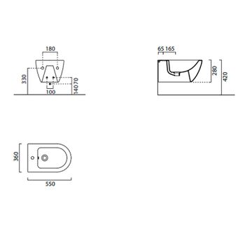 Биде GSI Pura 8865109 подвесное Белое матовое — фото 2, Биде подвесные