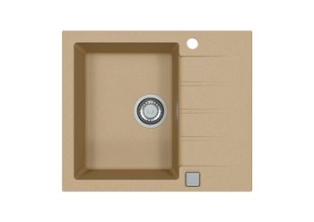 Мойка для кухни ALVEUS GRANITAL CADIT 10 BEIGE - G55 590 X 500 1X в комплекте с сифоном 1132823, — фото 1, Кухонные мойки