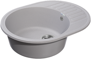 GRANFEST Мойка QUARZ 58 1-чаша+крыло 620*480мм серый арт.GF-Z- — фото 2, Кухонные мойки