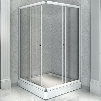 Душевой уголок Radomir 100x90 1-09-1-0-0-1210 профиль Белый стекло прозрачное — фото 1, Прямоугольные душевые уголки