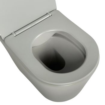 Унитаз подвесной безободковый AQUATEK ВЕГА AQ1905-MG 525*360*320мм, матовый серый, тонкое сиденье с  — фото 4, Подвесные унитазы