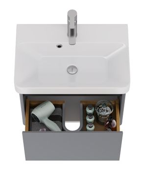 Тумба Luxury, 55 см, подвесная, 1 ящик, серый базальт — фото 10, Тумбы под раковину