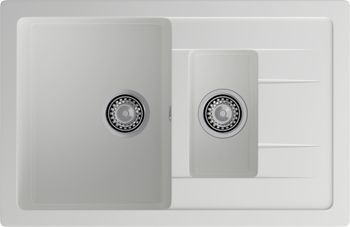 GRANFEST Мойка QUADRO 775KL 1,5-чаши+крыло 765*495мм иней арт.GF- — фото 2, Кухонные мойки