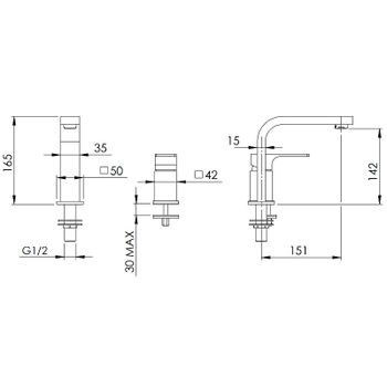 Смеситель для раковины Remer Absolute AU57DO Золото — фото 2, Смесители для раковины