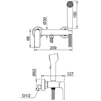 Гигиенический душ со смесителем Raglo R03.51.03 Золото матовое — фото 2, Гигиенические души