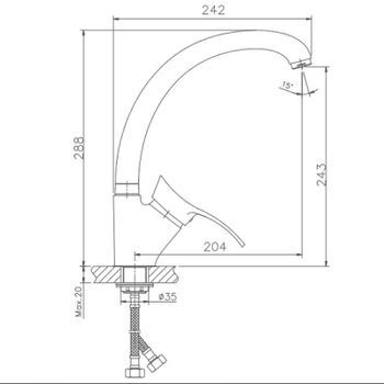 Смеситель для кухни Haiba HB4101-2 Хром — фото 2, Смесители для кухни