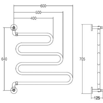 Водяной полотенцесушитель Margaroli Vento 405GO Золото — фото 2, Водяные полотенцесушители